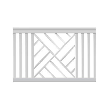 Realistic Detailed 3d White Fence Rail Exterior Element for Garden or Farm Palisade . Vector illustrationのイラスト素材