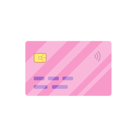 Cartoon Color Plastic Credit Card Template Personal Finance Object Concept Element Flat Design Style. Vector illustrationのイラスト素材