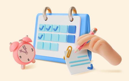 3d Budget Planning Managing Income and Expenses Business Concept Cartoon Style. Vector illustration of Money Savings Estimationのイラスト素材