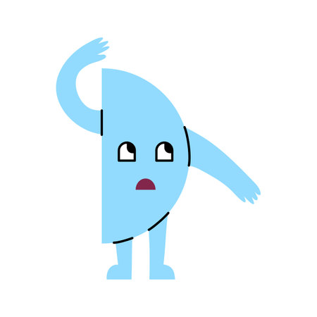 Cartoon Color Character Geometric Comic Creature Mascot Icon Emotion Concept Flat Design Style. Vector illustration of Blue Mascotのイラスト素材
