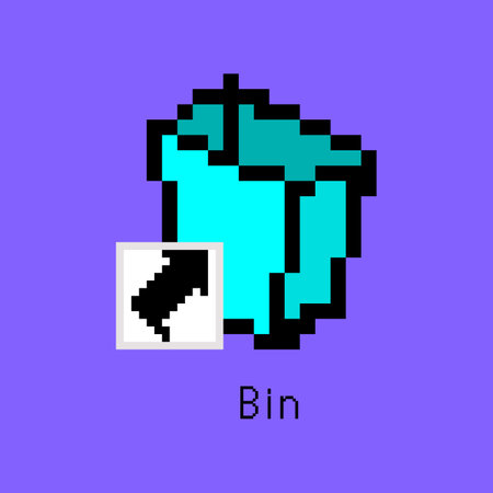 Cartoon Color Pixel Art Bin Shortcut User Interface Element Technology Pc Concept Flat Design Style. Vector illustrationのイラスト素材