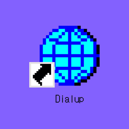 Cartoon Color Pixel Art Dialup Shortcut User Interface Element Technology Pc Concept Flat Design...