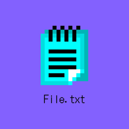 Cartoon Pixel Art Txt File Format Document Icon User Interface Element Technology Pc Concept Flat...