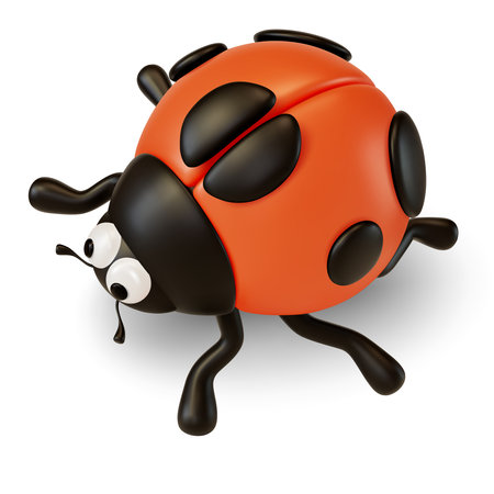 3d Cute Ladybug Insect Cartoon Style Isolated on a White Background. Vector illustration of Beetle Characterのイラスト素材