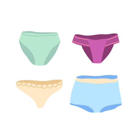 Cartoon Color Clothes Female Underwear Set. Vector illustrationのイラスト素材