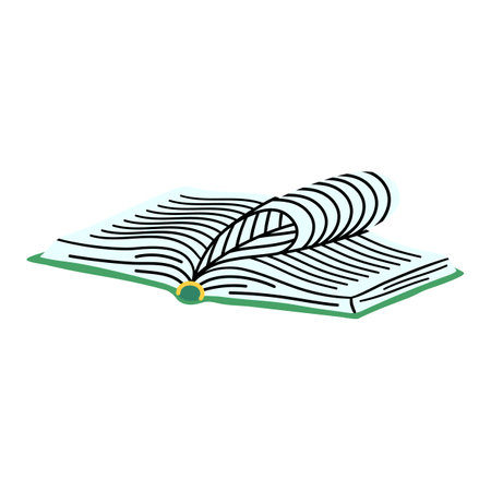 Cartoon Green Book Open Education Concept Flat Design Style Isolated on a White Background. Vector illustrationのイラスト素材