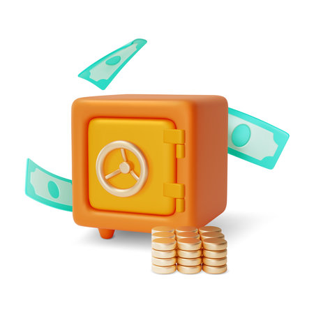 3d Safe Deposit Concept Cartoon Design Style. Vectorのイラスト素材