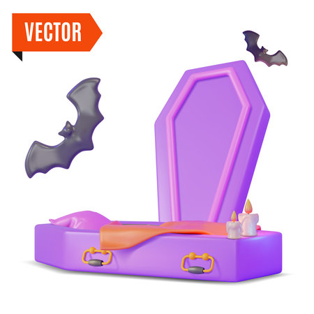 3d Dracula Bed Halloween Concept Cartoon Design Style. Vectorのイラスト素材