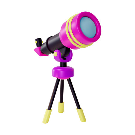 3d Telescope with Tripod Space Concept Cartoon Design Style. Vectorのイラスト素材
