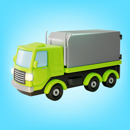 3d Cargo Truck Logistics Concept Cartoon Design Style. Vectorのイラスト素材