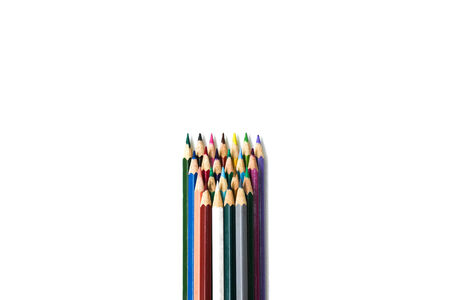 Colouring pencils that have been used for workの写真素材