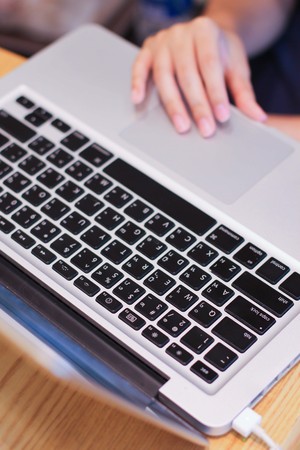 People is working on a computer notebookのeditorial素材