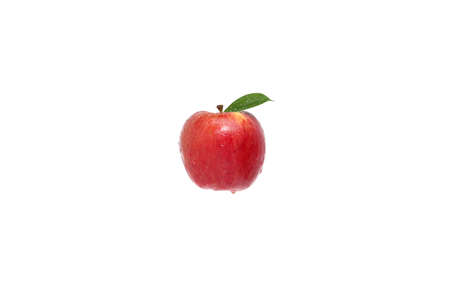 Fresh red apple fruit isolated on white backgroundの写真素材