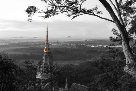 Tigel cave temple pagoda in the moutain in Krabi Thailandの写真素材