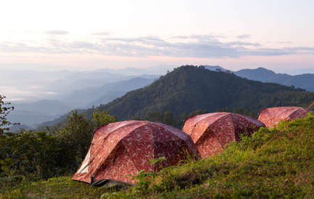 Camping site in Doi Ang Khang Chiang Mai Thailand watching sunrise  view