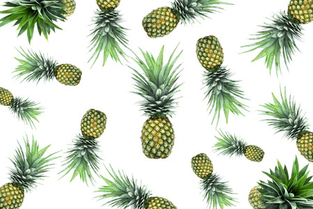 Pineapple collection wallpaper isolated in white backgroundの写真素材