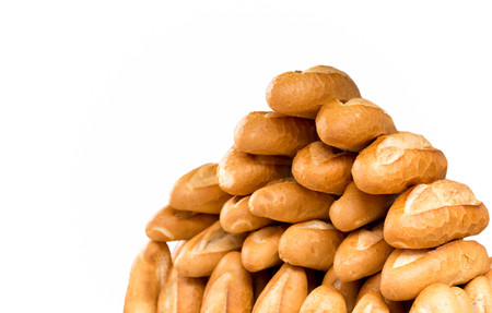 French Baguette bread isolated in white backgroundの写真素材