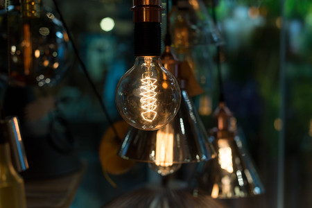 Beautiful Vintage style lamp decor glowing in the light shop
