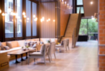 Abstract blur luxury lobby interior design for background textureの写真素材