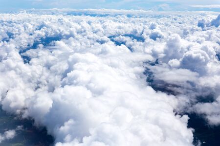 Nature background white clound and blue sky view from airplane windowsの写真素材