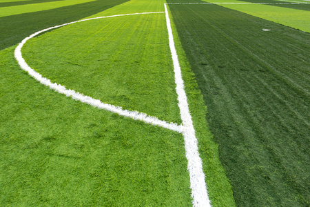 Soccer football field with artificial grass pattern and lineの写真素材