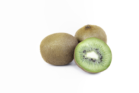 Kiwi fruits Isolated on white background in clipping path.の写真素材