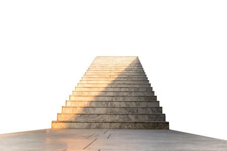 Marble stairway with sunlight  isolated on white background.の写真素材