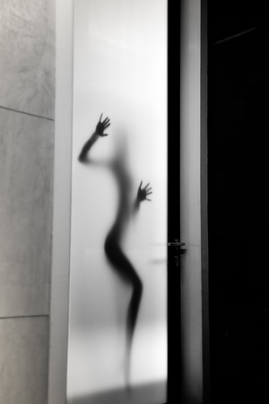 Sexy and beautiful woman body shape in silhouette.の写真素材