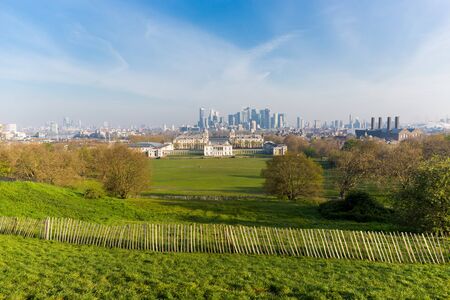 England - April 19, 2019 : At Greenwich Park with National Maritime Museum.