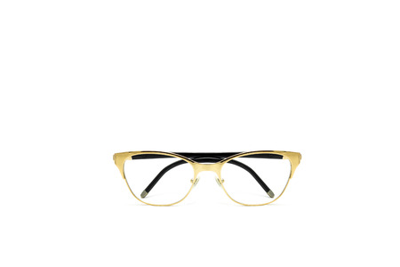 Eye glasses metal in rectangular frame isolated on white background.の写真素材