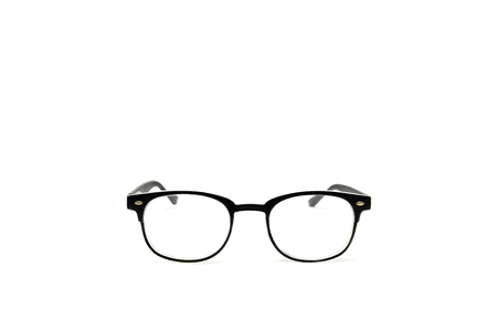 Black frame eye glasses isolated in white background.の写真素材