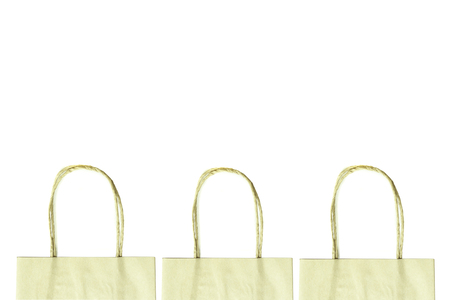 Handles of brown paper bag isolated whith clipping path.の写真素材