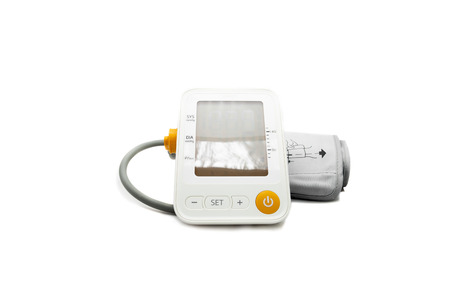 Modern tonometer for blood pressure measurement isolated on white background.の写真素材