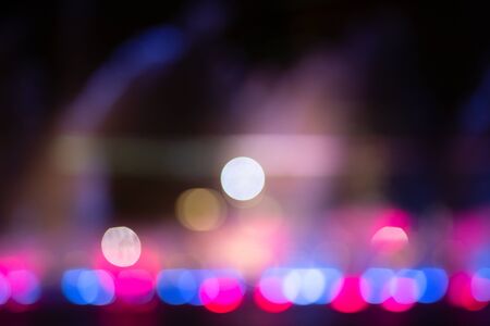 Fountain show with multicolor bokeh color light illumination abstract.の写真素材
