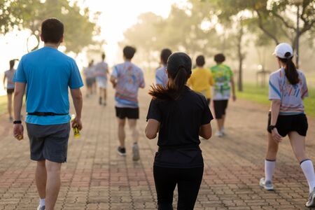 Group of people exercise in the park in morning.の写真素材