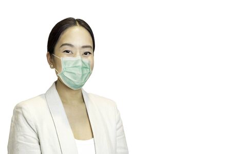 Portrait of asian business woman smiling isolatedの写真素材