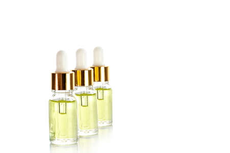 Medicinal cannabis CBD oil in a bottles isolated on white background.