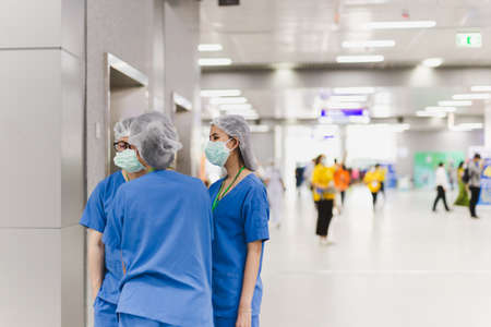 June 7th, 2021- At Bang Sue Grand Station Bangkok Thailand : Group of medical team standing together in hospital.のeditorial素材
