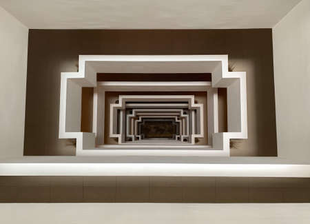 Top view perspective of concrete square shape of staircase to the ground floor.の写真素材