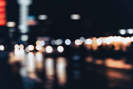 Bokeh light background with traffic lights at night.の写真素材