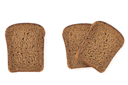 set of the sliced of rye bread, isolated on a white background. Top view.の写真素材