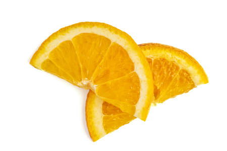 Two Slices of Orange Isolated on White Background. Top View.の写真素材