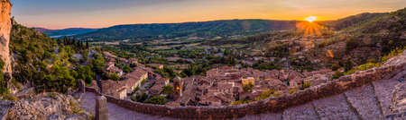 Trail to the chapelle in Moustiers Sainte Marie in Franceの写真素材