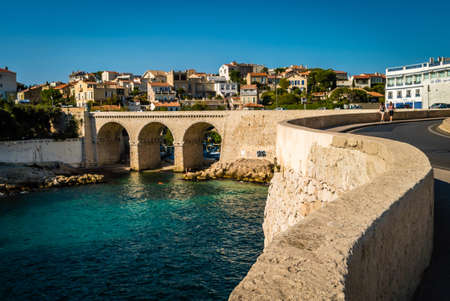 The "Anse de la fausse monnaie" and its bridge in Marseilleのeditorial素材