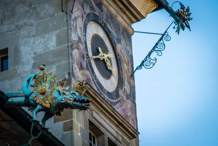 Clock tower in Lausanne on Place de la Paludのeditorial素材