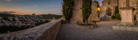 Panorama of Baux-de-Provence and its church in France in the summerの写真素材