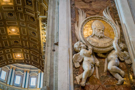 Interior of the Saint Peter Basilica in Rome in Italy