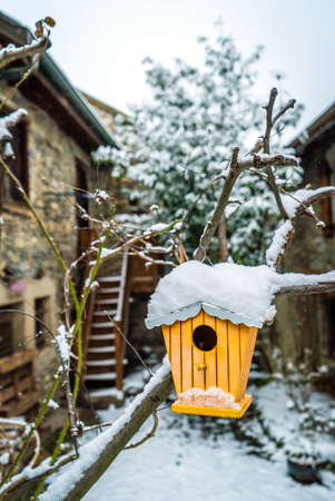 Allegory of the difficulty to survive the winter for some peopleの写真素材