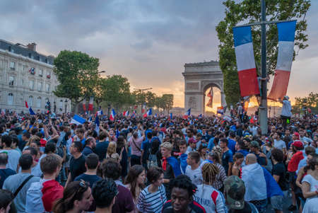 Celebrating Football victory in Paris after the 2018 World Cup