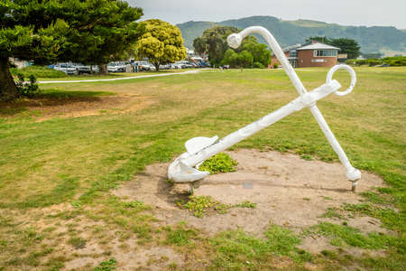 White anchor on the Great Ocean Road in Australiaの写真素材